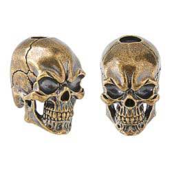 Brass Antique Bronze Skulls Charm/Bead (2 pack)