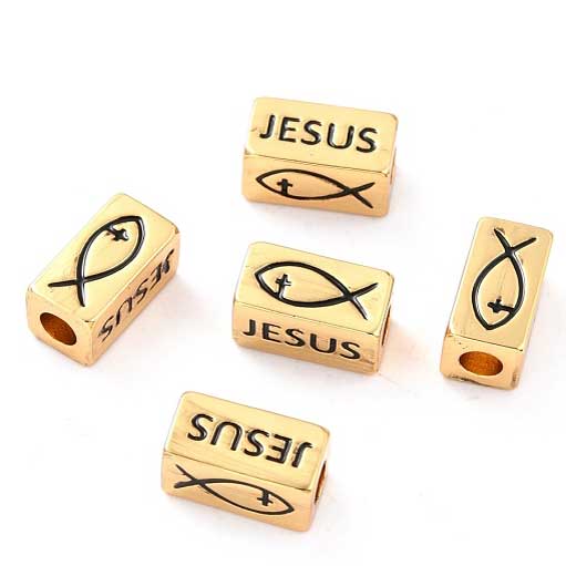 Brass Jesus/Fish Tube Bead/Charms (1 Pack)