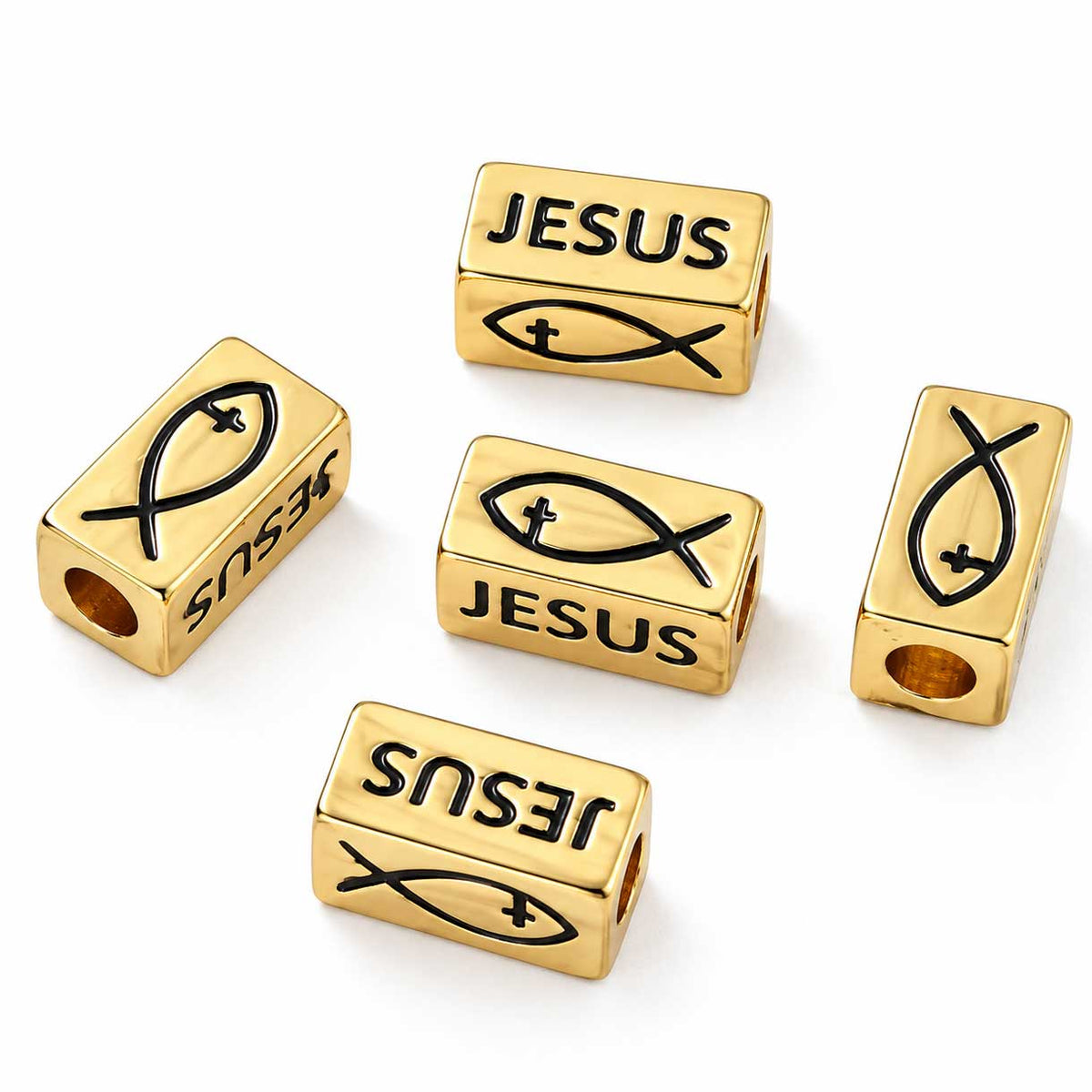 Brass Jesus/Fish Tube Bead/Charms (1 Pack) China