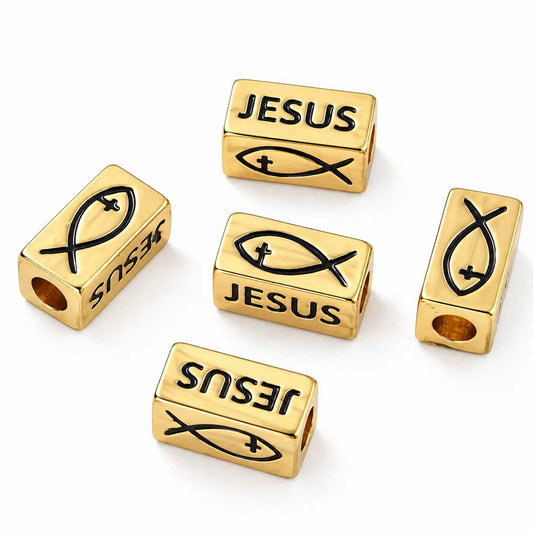 Brass Jesus/Fish Tube Bead/Charms (1 Pack) China