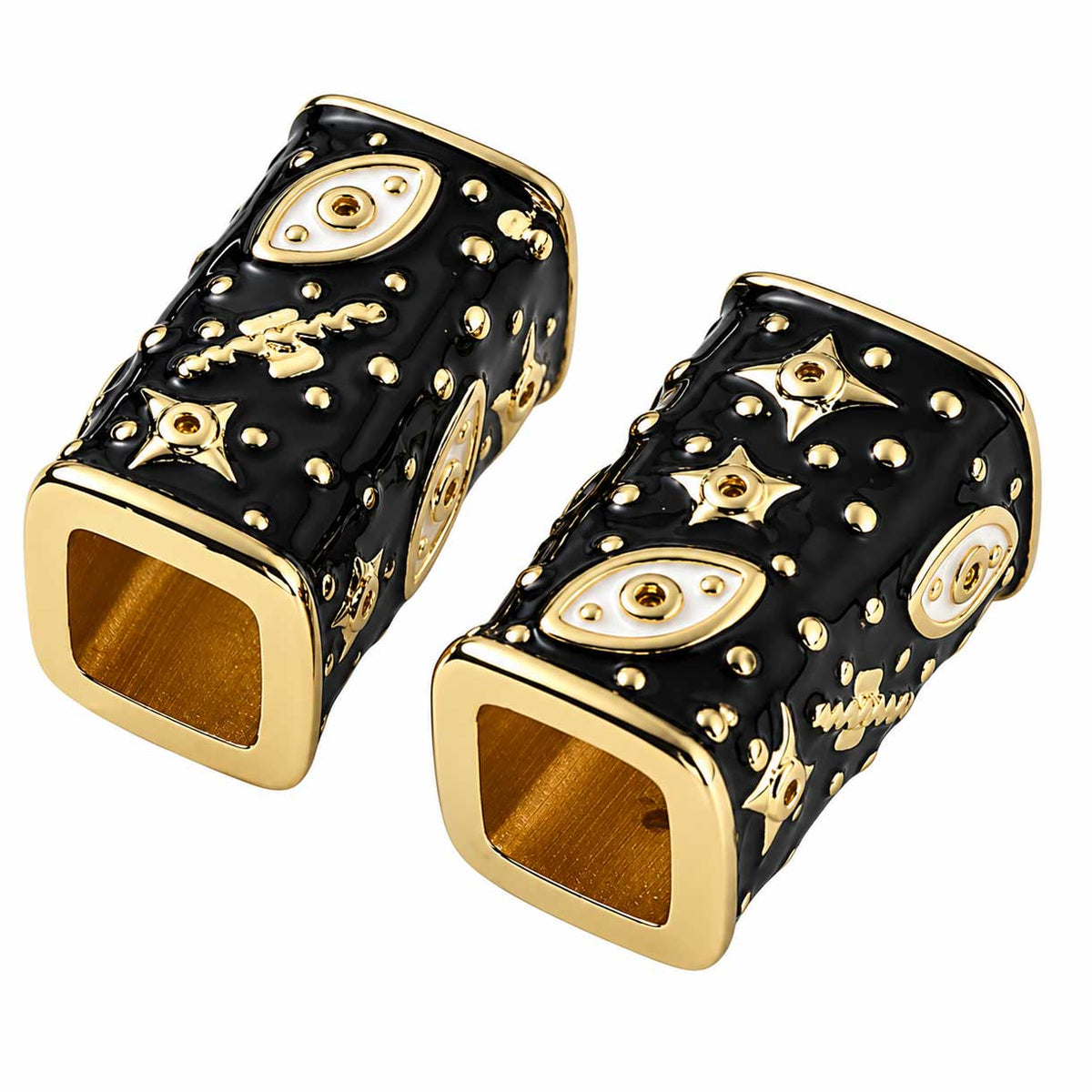 Brass Plated Black w/Cubic Zirconia Bead/Charm (2 Pack) 280-
