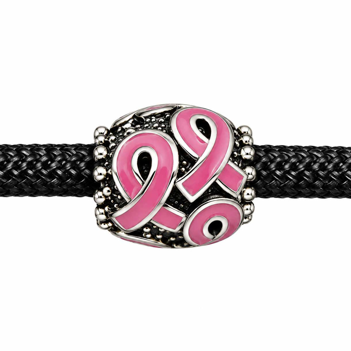 Breast Cancer Awareness Ribbon Barrel Bead/Charm (5 Pack) 280-
