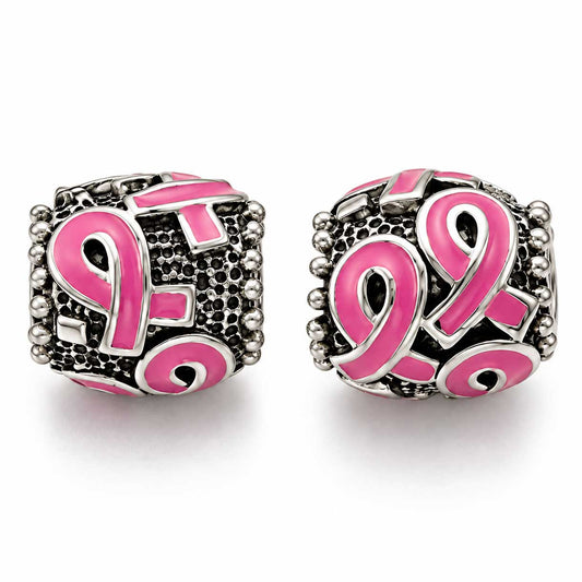 Breast Cancer Awareness Ribbon Barrel Bead/Charm (5 Pack) 280-