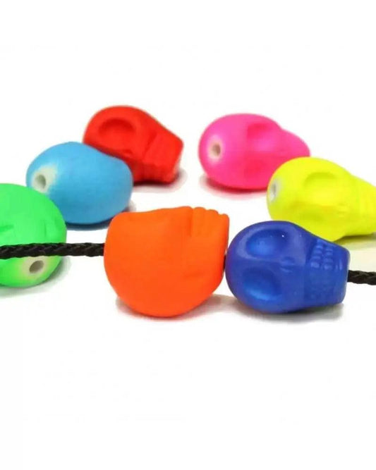 Bright Neon Skull Beads Mixed Colors (10 Pack)  China