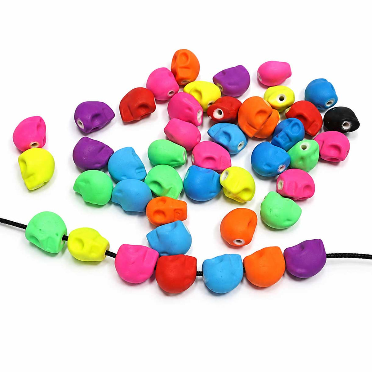 Bright Neon Skull Beads Mixed Colors (20 Pack) China