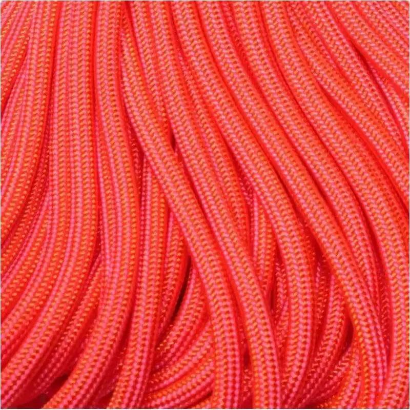 Burnt Orange & Hot Pink Stripes 550 Paracord Made in the USA (100 FT.)  167- poly/nylon paracord