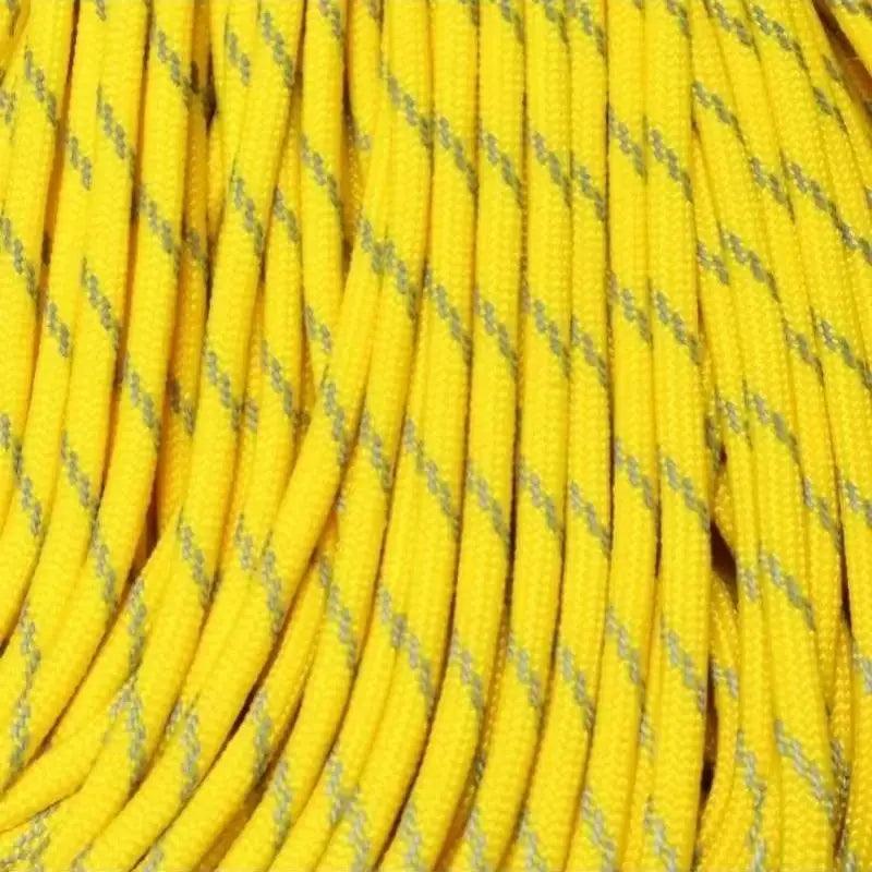 Canary Yellow with 3 Reflective Tracers 550 Paracord Made in the USA  163- nylon/nylon paracord