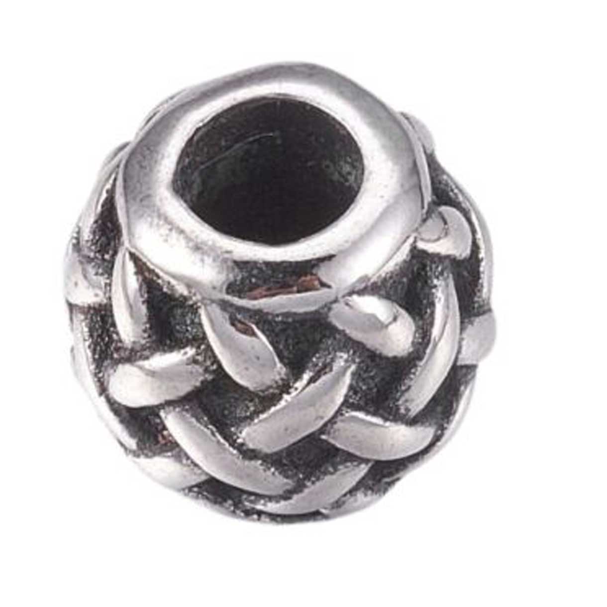 Cross Hatch Metal Beads (2 Pack) 316 Surgical Stainless