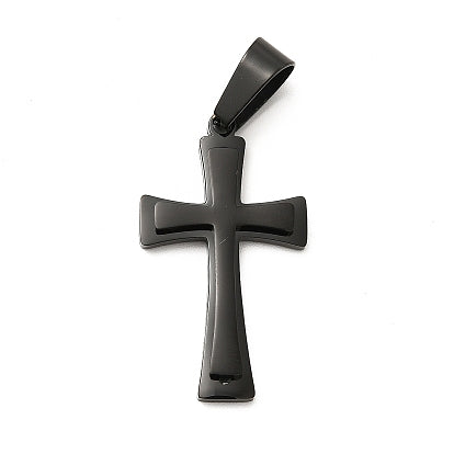 Cross Pendant 304 Stainless Steel Electrophoresis Black (1 Pack)