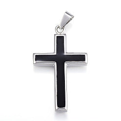 Cross Pendant 304 Stainless Steel w/Black Enamel (1 Pack)