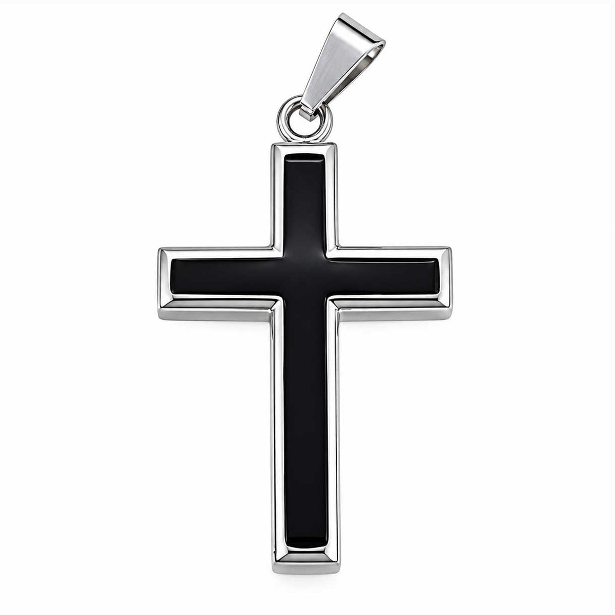 Cross Pendant 304 Stainless Steel w/Black Enamel (1 Pack) 280-