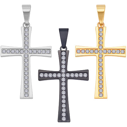 Cross Pendants 3 Pcs 3 Colors 304 Stainless Steel (One-3 Pack) 