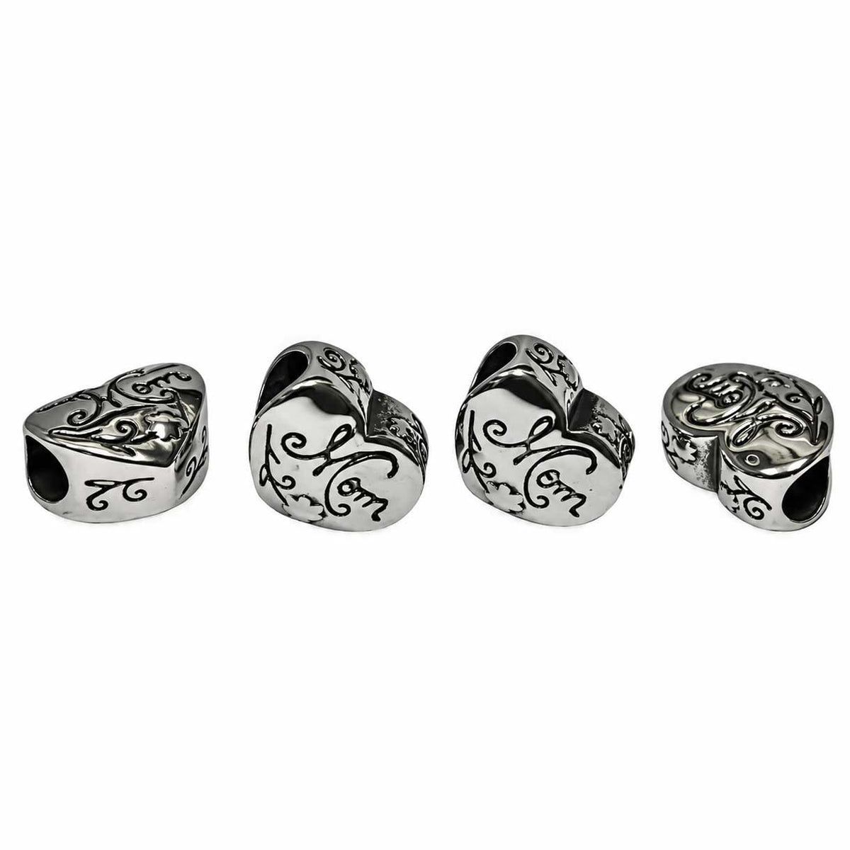 Cursive Mom Heart Bead (5 Pack) China