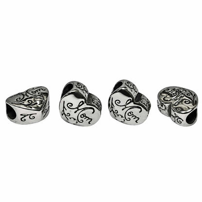 Cursive Mom Heart Bead (5 Pack) China