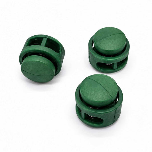 Dark Green Nylon Round Double Hole Cord Lock/Stop (10 Pack) paracordwholesale