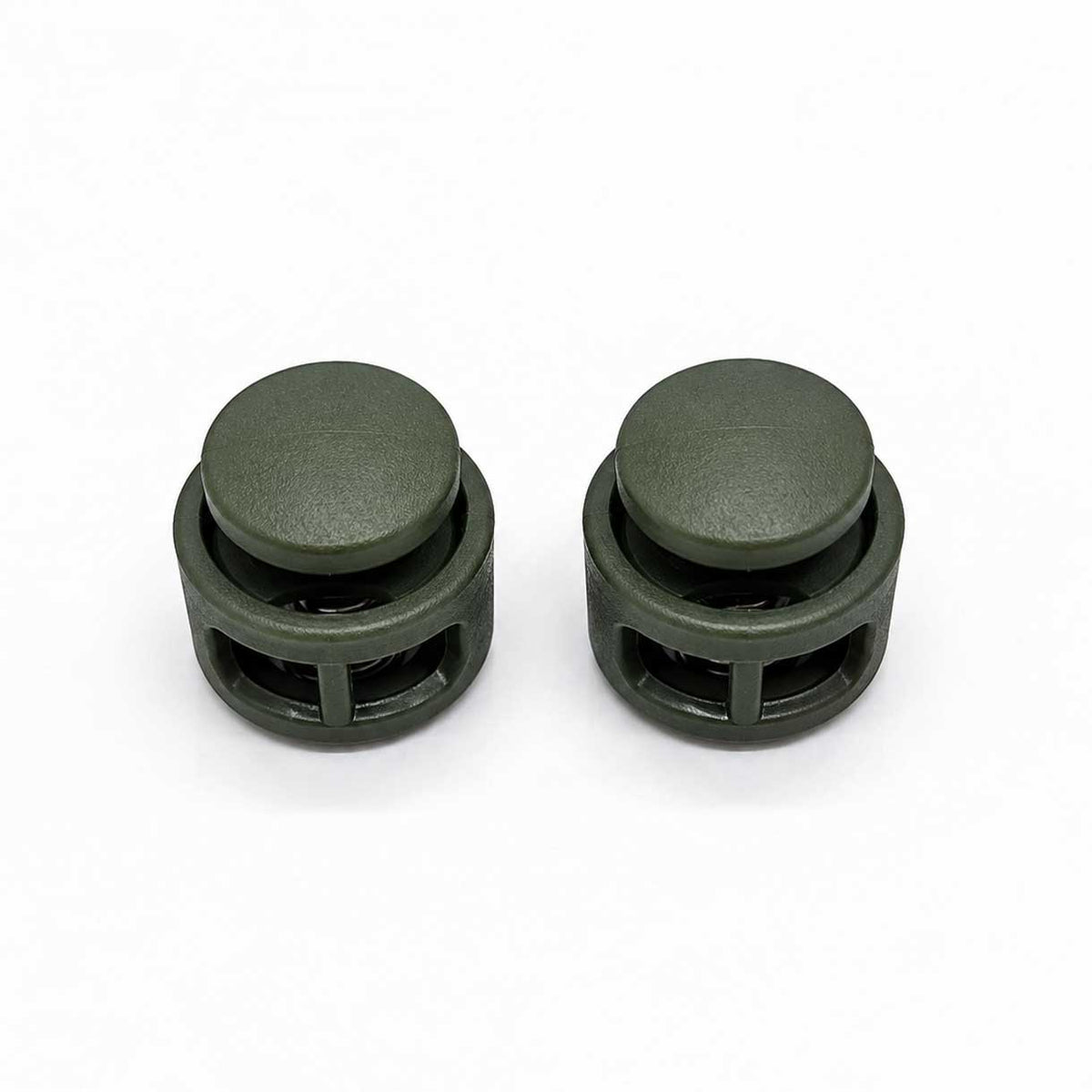 Dark Olive Green Nylon Round Double Hole Cord Lock/Stop (10 Pack) paracordwholesale