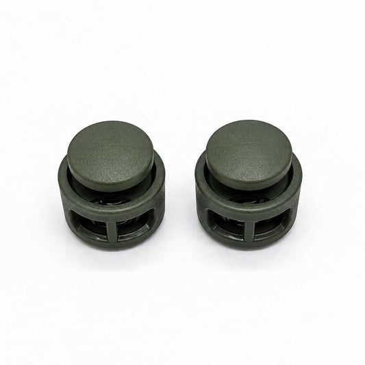Dark Olive Green Nylon Round Double Hole Cord Lock/Stop (10 Pack) paracordwholesale