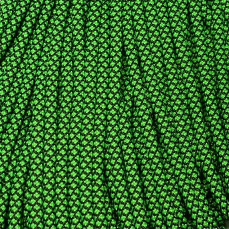 Diamonds Black with Neon Green 550 Paracord Made in the USA (100 FT.)  163- nylon/nylon paracord