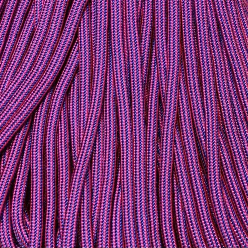 Flim Flam (Electric Blue and Neon Pink Stripes) 550 Paracord  Made in the USA 300FtSpool 163- nylon/nylon paracord