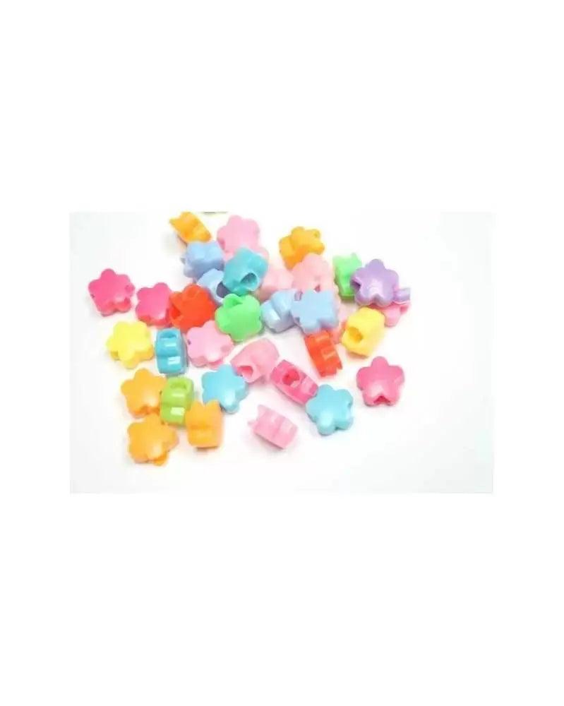 Flower Beads (Assorted Plastic Colors) (10 Pack)  China