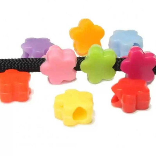Flower Beads (Assorted Plastic Colors) (50 Pack)