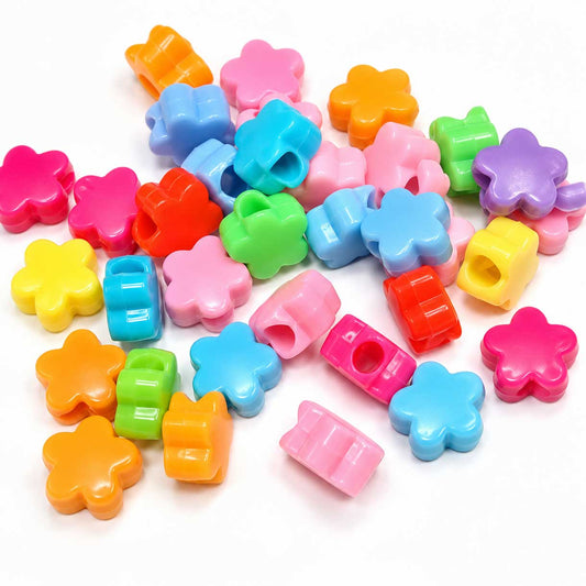 Flower Beads (Assorted Plastic Colors) (50 Pack) China