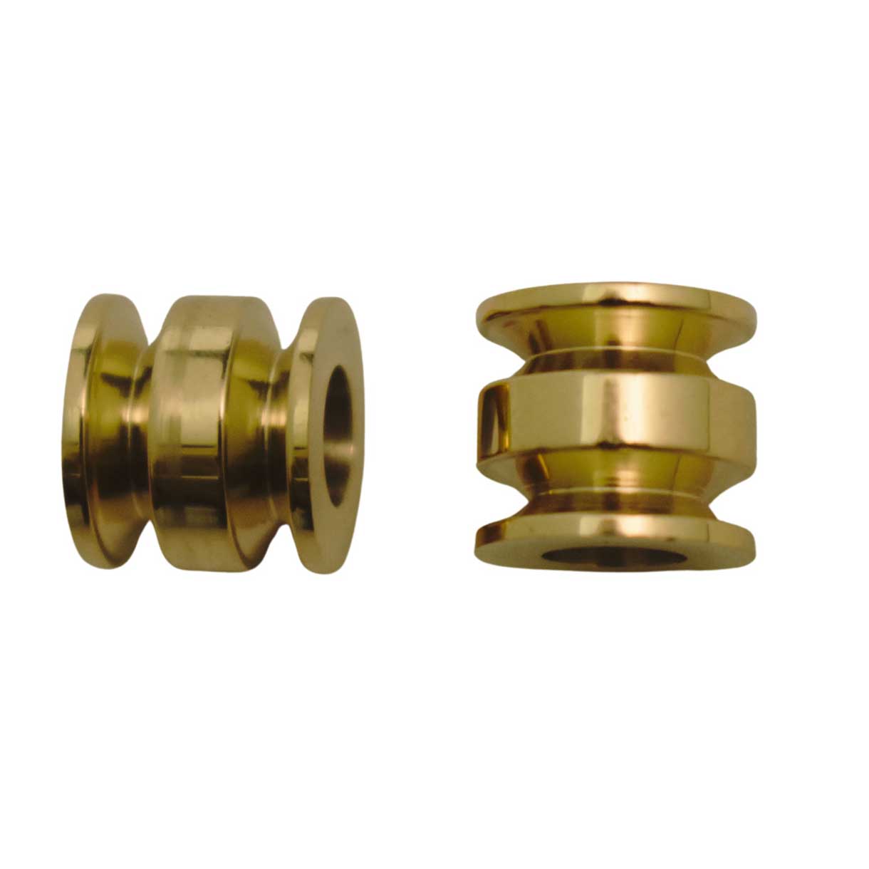 Gold Plated Grooved Column Metal Beads 316 Surgical Stainless (2 Pack)