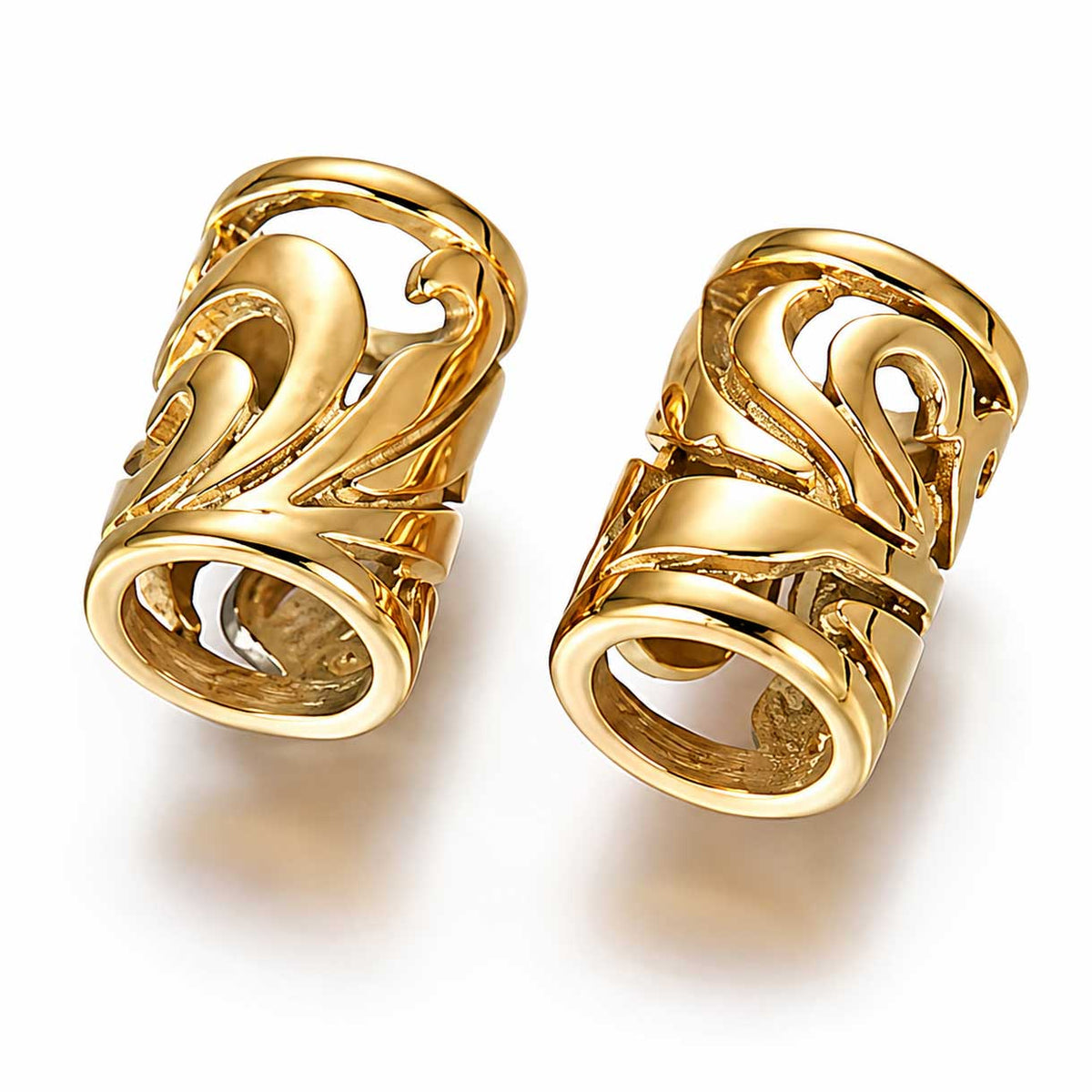 Golden Cut Out Tube Metal Beads 304 Stainless Steel (2 Pack)
