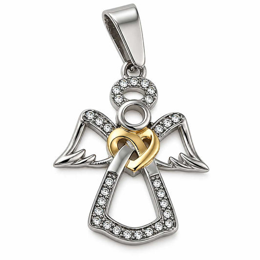 Golden Heart Angel w/Rhinestones 304 Stainless Steel Pendant/Charm (1 Pack) 280-