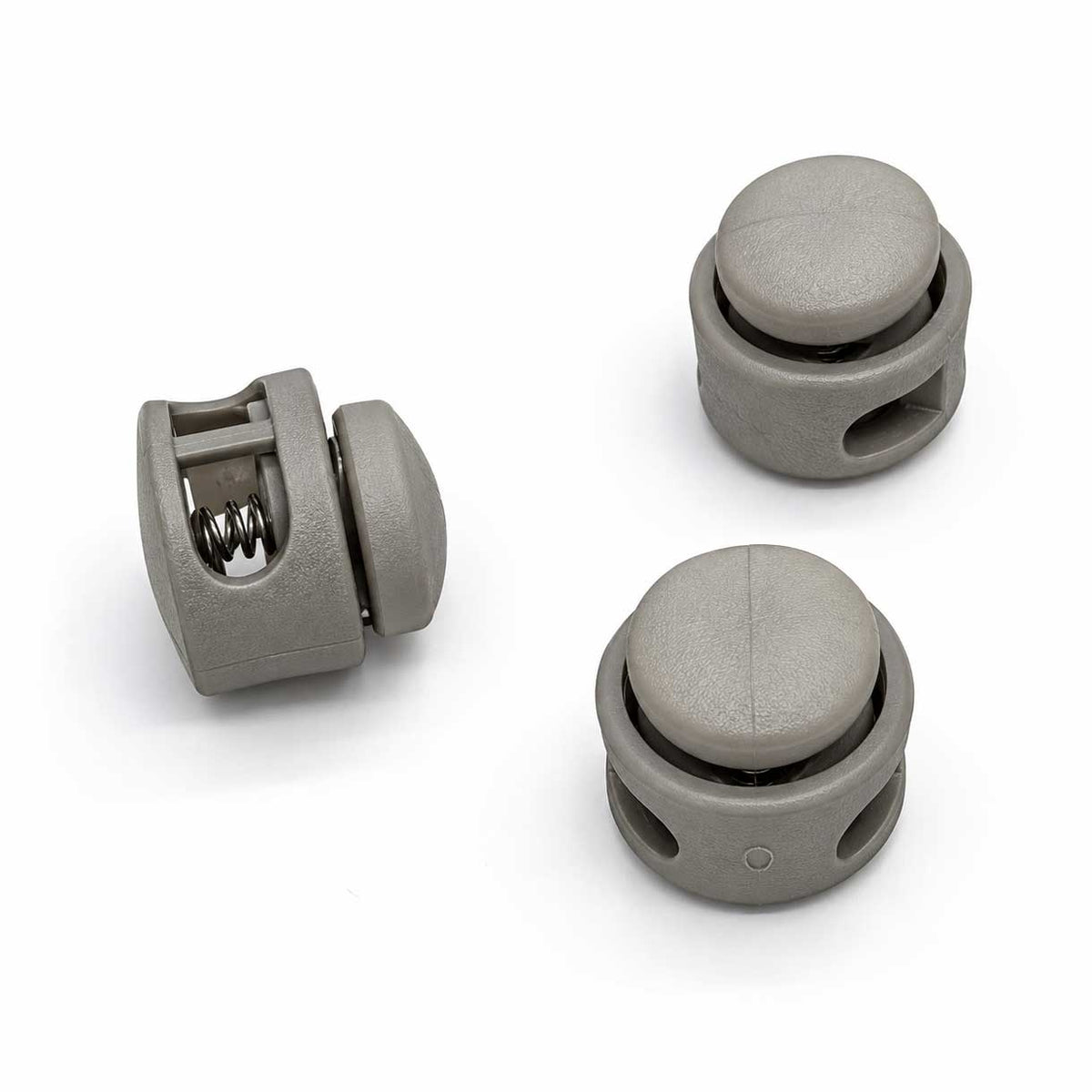 Gray Nylon Round Double Hole Cord Lock/Stop (10 Pack) paracordwholesale