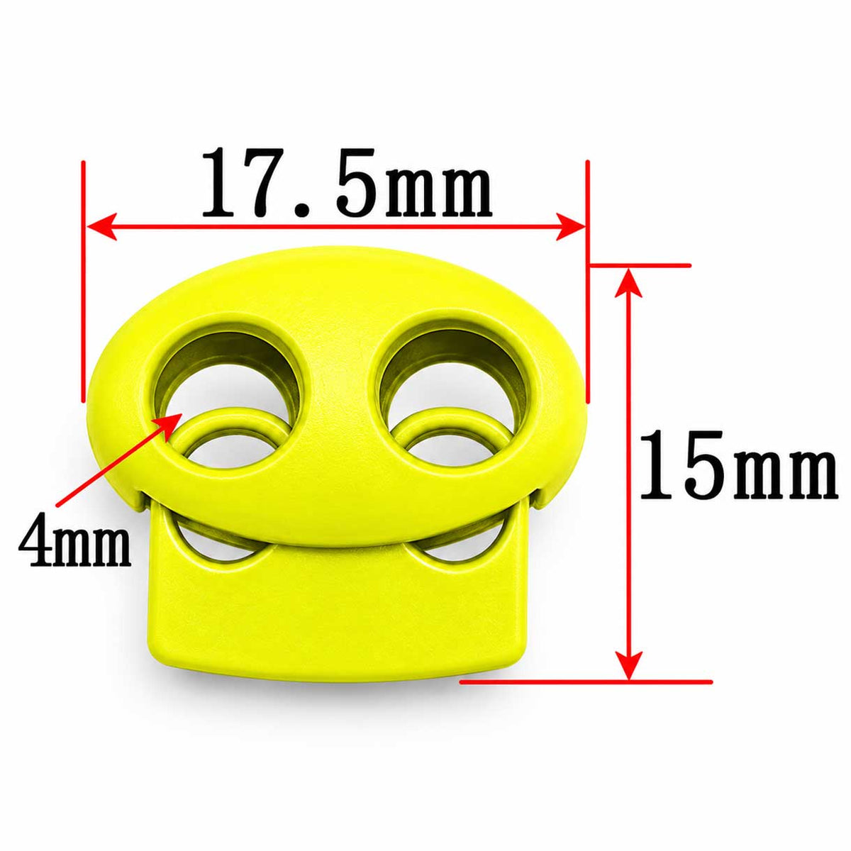Green/Yellow Zinc Alloy Oval Two Hole Cord Lock/Stop (5 Pack) paracordwholesale