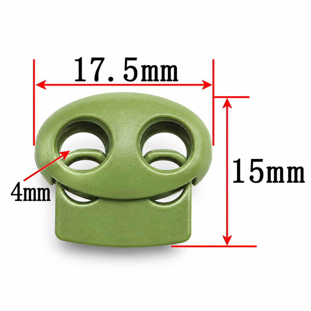 Green Zinc Alloy Oval Two Hole Cord Lock/Stop (5 Pack) paracordwholesale