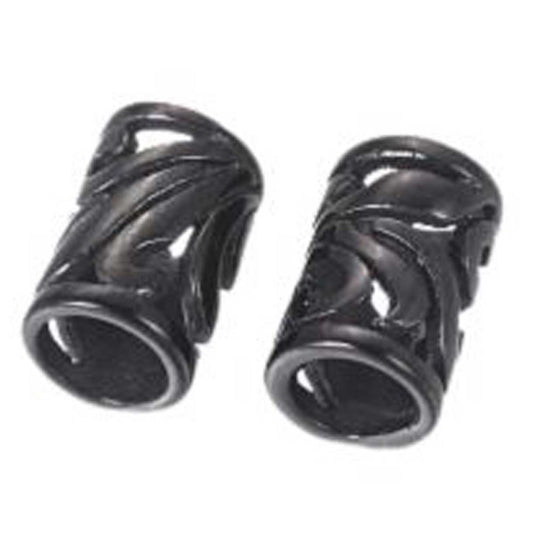 Gunmetal Cut Out Tube Metal Beads (2 Pack) 304 Stainless Steel 