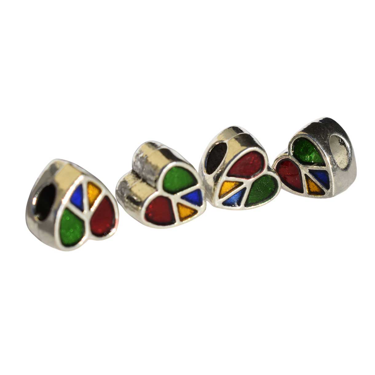 Heart Peace Multi Colored Bead (10 Pack)