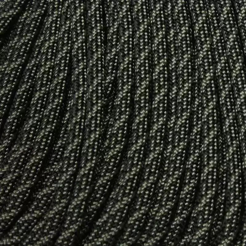 Helix Black With Charcoal 550 Paracord Made in the USA (100 FT.)  163- nylon/nylon paracord