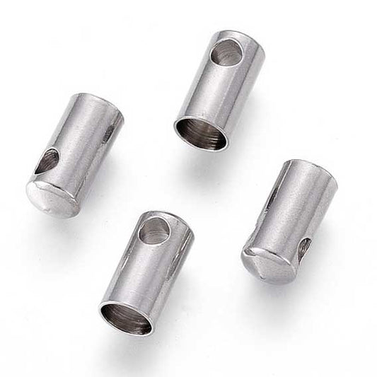 IP 304 Stainless Steel 3mm Glue In Cord Ends (10 Pack)