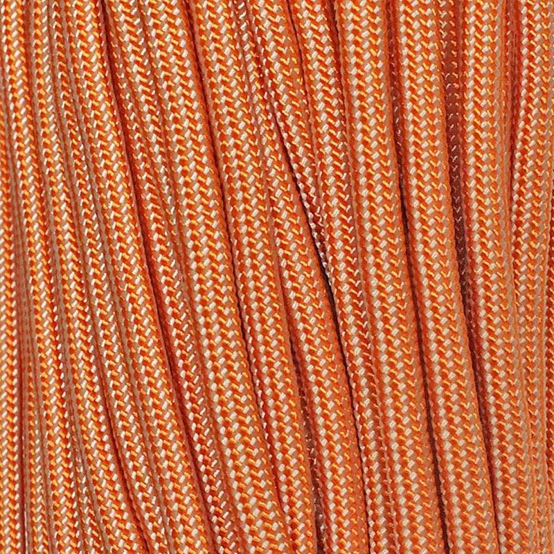 International Orange w/ Cream Stripes 550 Paracord Made in the USA (100 FT.)  163- nylon/nylon paracord