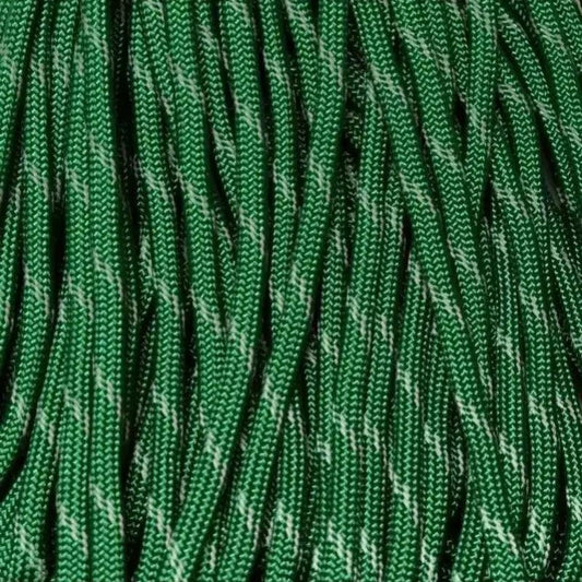 Kelly Green with 3 Reflective Tracers 550 Paracord Made in the USA  163- nylon/nylon paracord