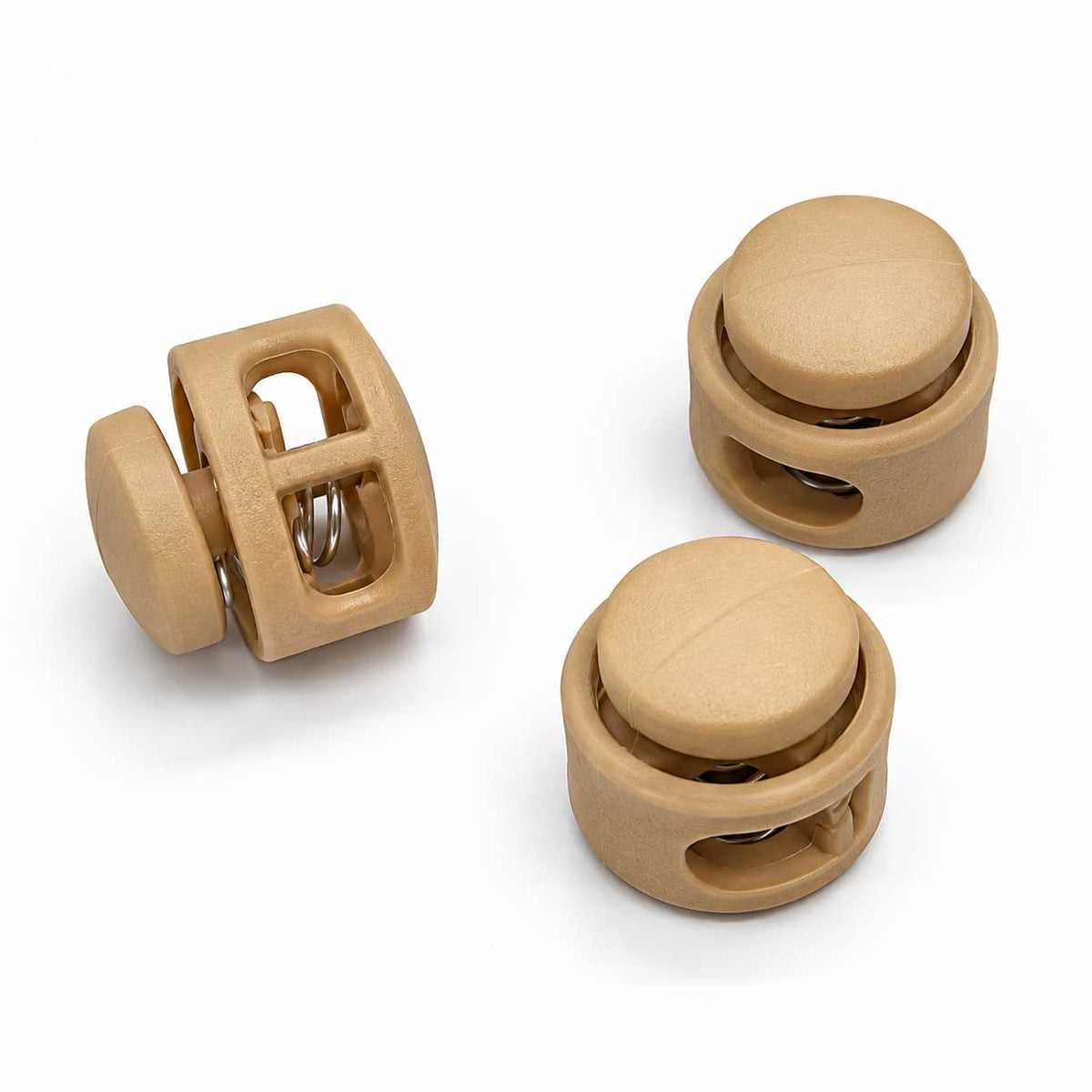 Khaki Nylon Round Double Hole Cord Lock/Stop (10 Pack) paracordwholesale