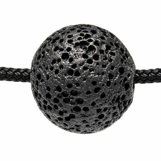 Large Round Black Lava Bead (10 Pack) Hole Size 2.6 mm