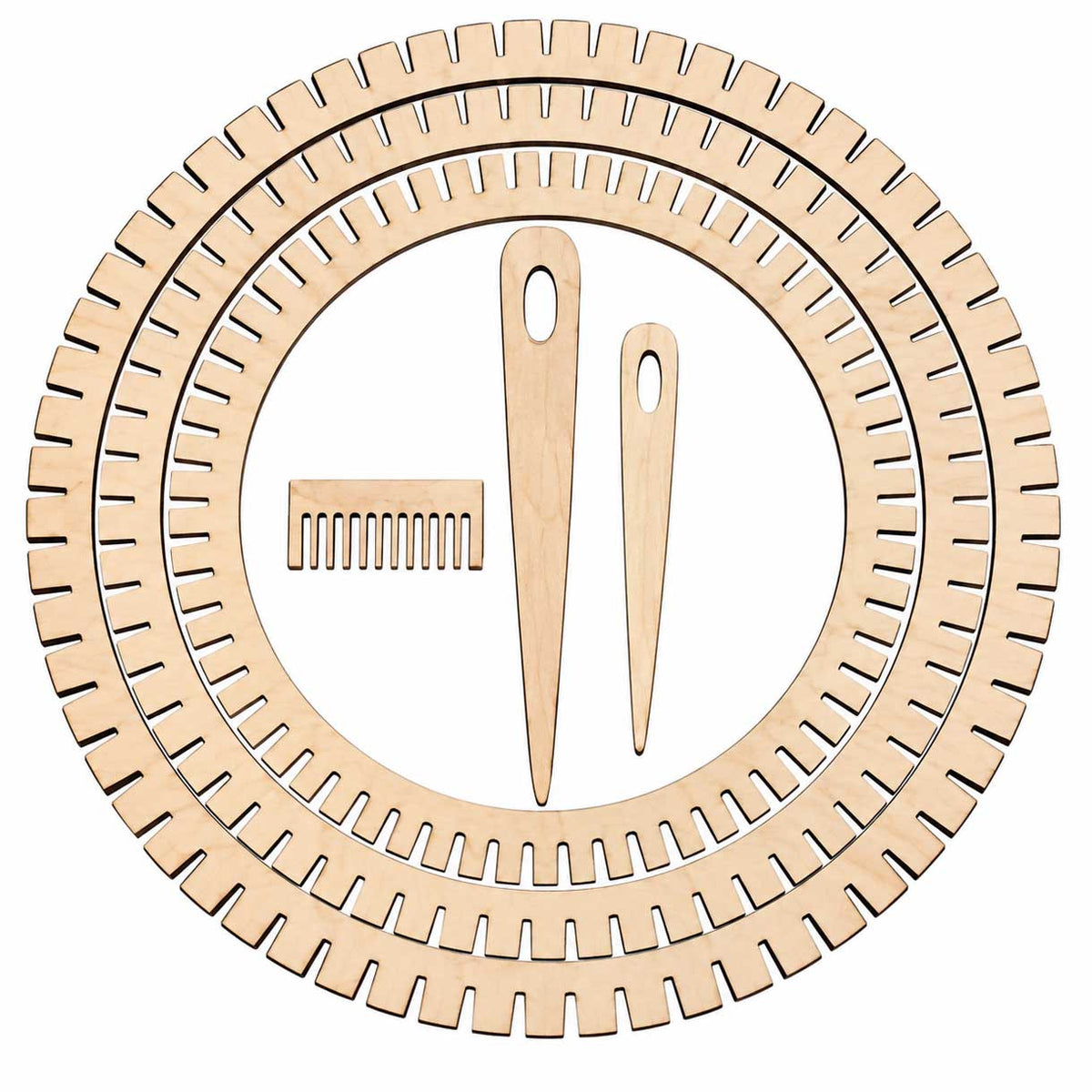 Large Wooden Circular Weaving Loom Set w/Comb and Teardrop Needles 280-