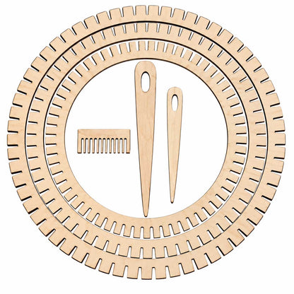 Large Wooden Circular Weaving Loom Set w/Comb and Teardrop Needles 280-