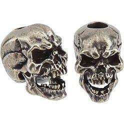 Laughing Antique Silver Skull Charm/Bead Brass (2 Pack)