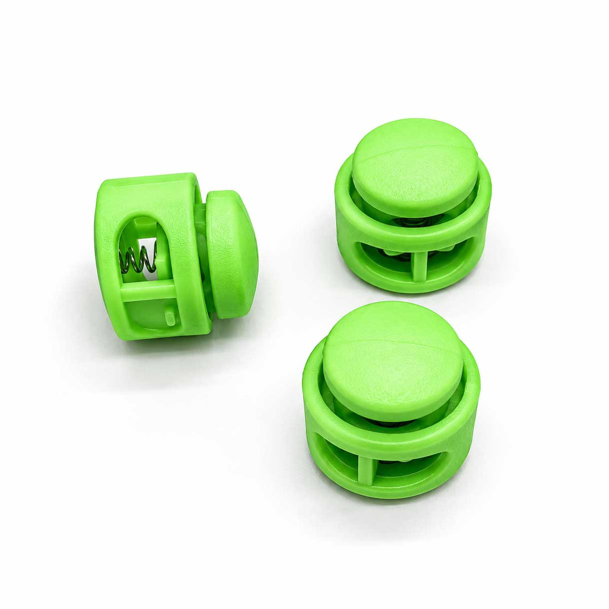 Lawn Green Nylon Round Double Hole Cord Lock/Stop (10 Pack) paracordwholesale
