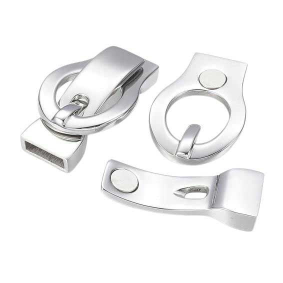 Locking Silver Magnetic Clasps 304 S.S. Glue In Ends (1 Pack) 3x10mm