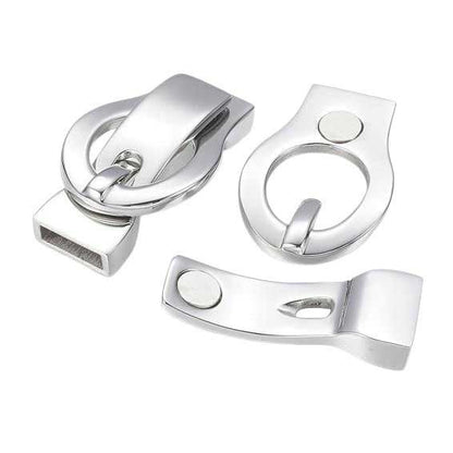 Locking Silver Magnetic Clasps 304 S.S. Glue In Ends (1 Pack) 3x10mm