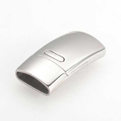 Locking Silver Magnetic Clasps 304 S.S. Glue In Ends (1 Pack) 4x12mm