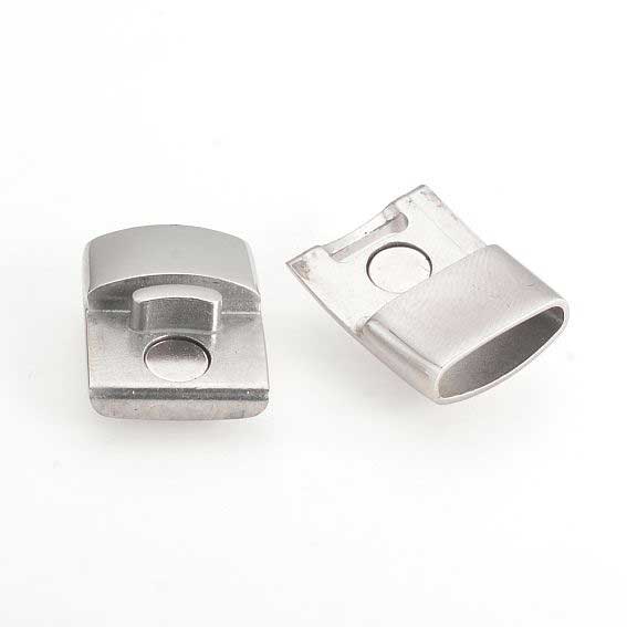 Locking Silver Magnetic Clasps 304 S.S. Glue In Ends (1 Pack) 4x12mm