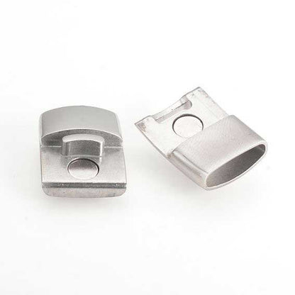 Locking Silver Magnetic Clasps 304 S.S. Glue In Ends (1 Pack) 4x12mm