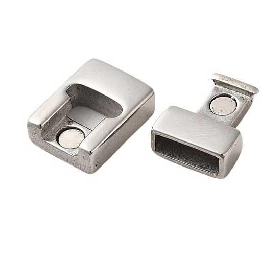 Locking Silver Magnetic Clasps 304 S.S. Glue In Ends (1 Pack) 4x13mm